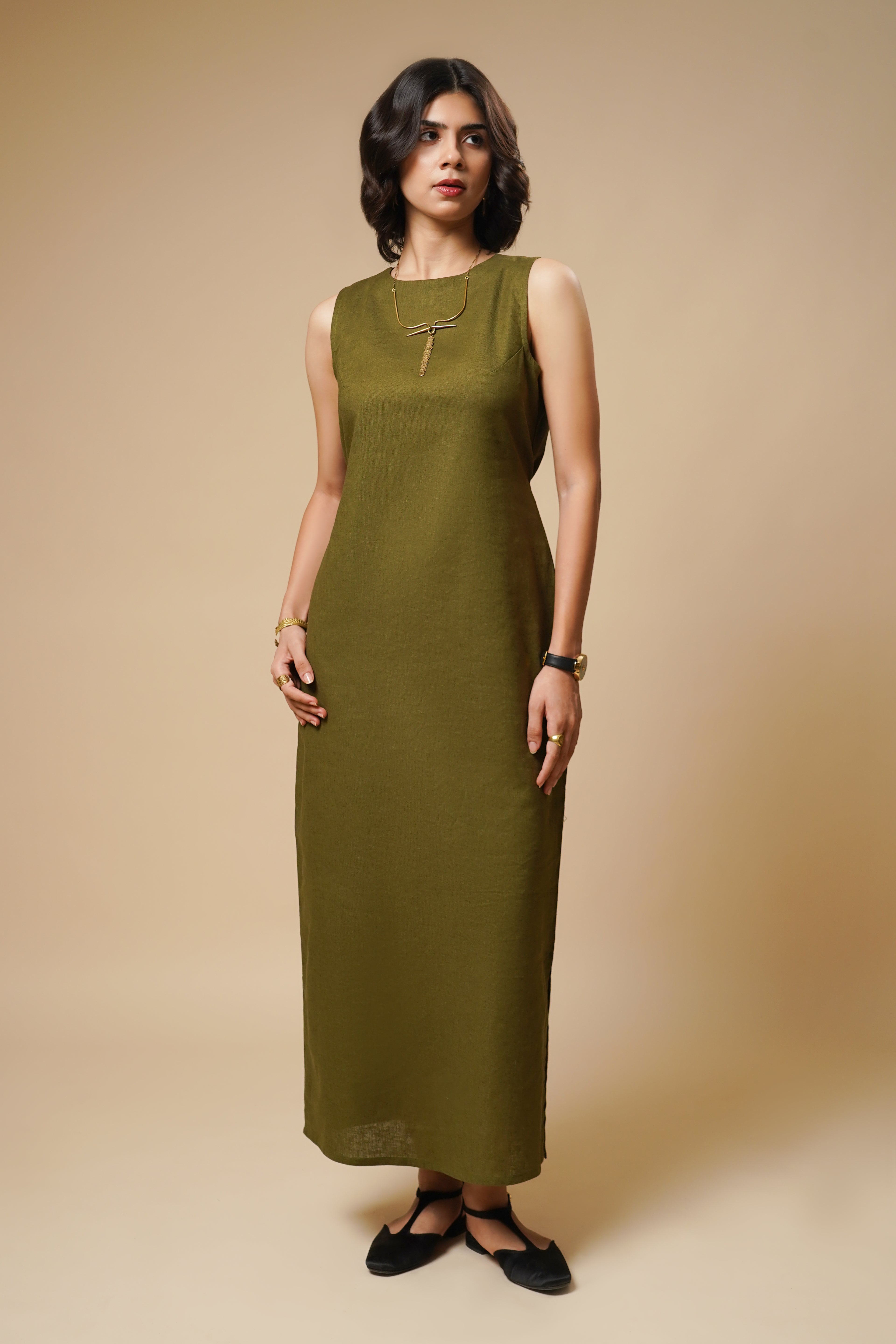 LINEN ONE PIECE(OLIVE)