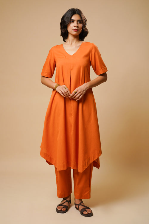 CENTER PLEATED KURTA SET