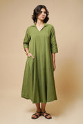 OLIVE GREEN SHIRT DRESS