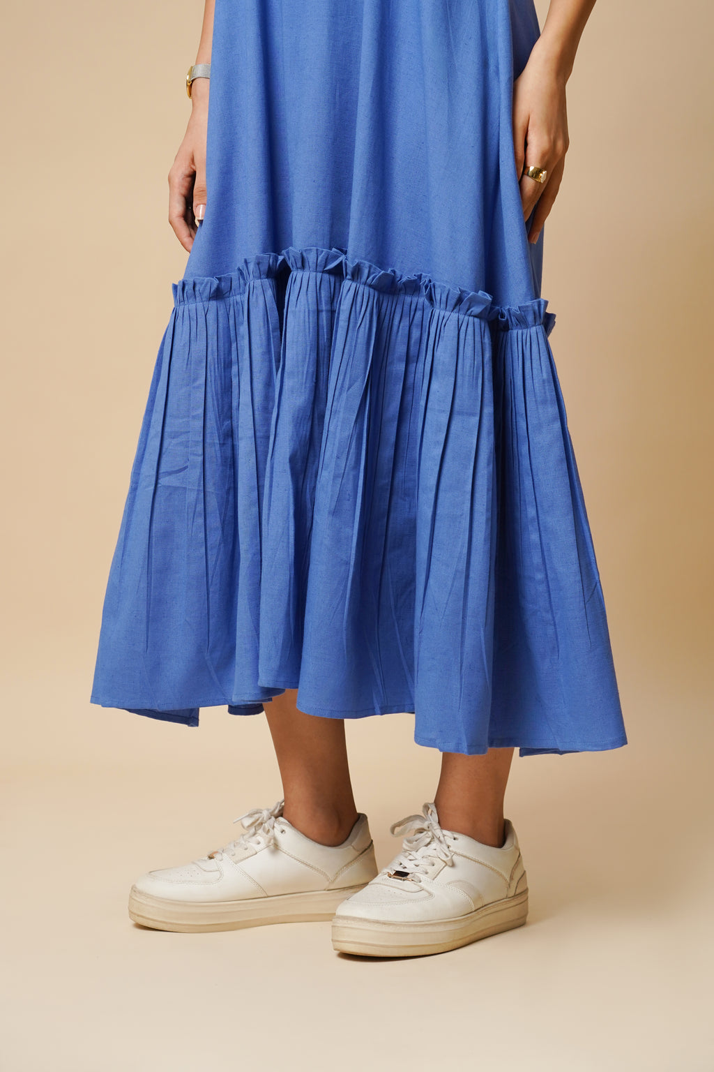 FRILL STRING DRESS POW. BLUE