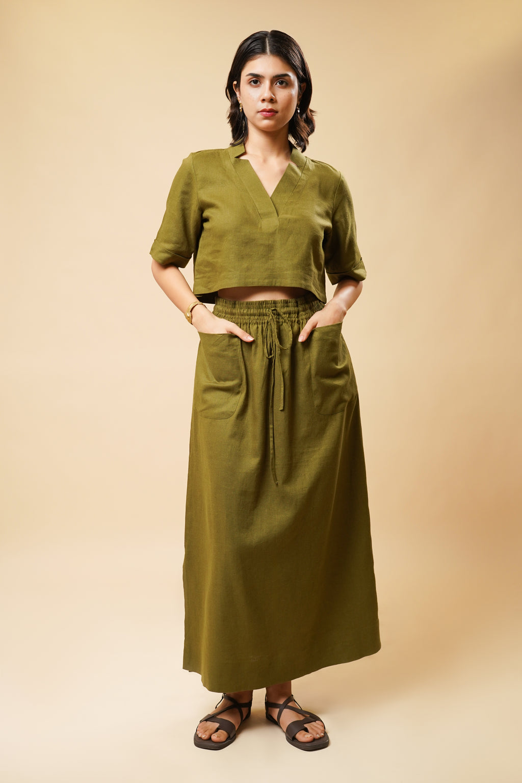 LINEN A-LINE SKIRT