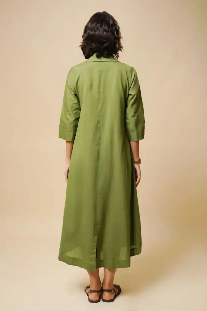 OLIVE GREEN SHIRT DRESS