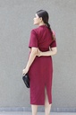 HIGH NECK BODYCON DRESS (MAROON)