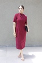 HIGH NECK BODYCON DRESS (MAROON)