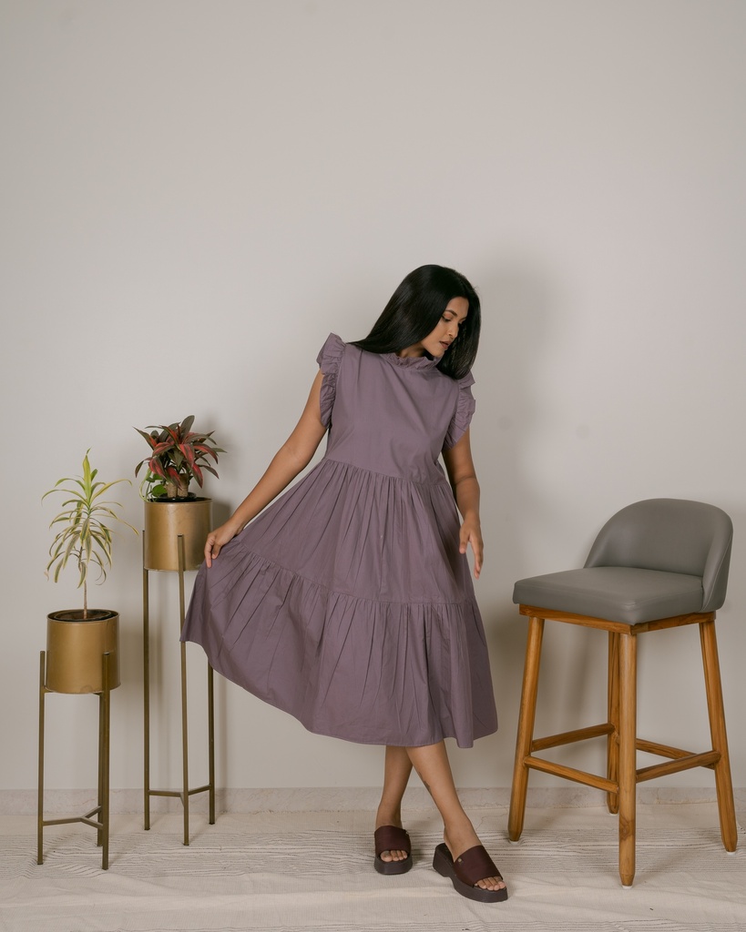 RUFFLE SLEEVE+NECK(GREY)