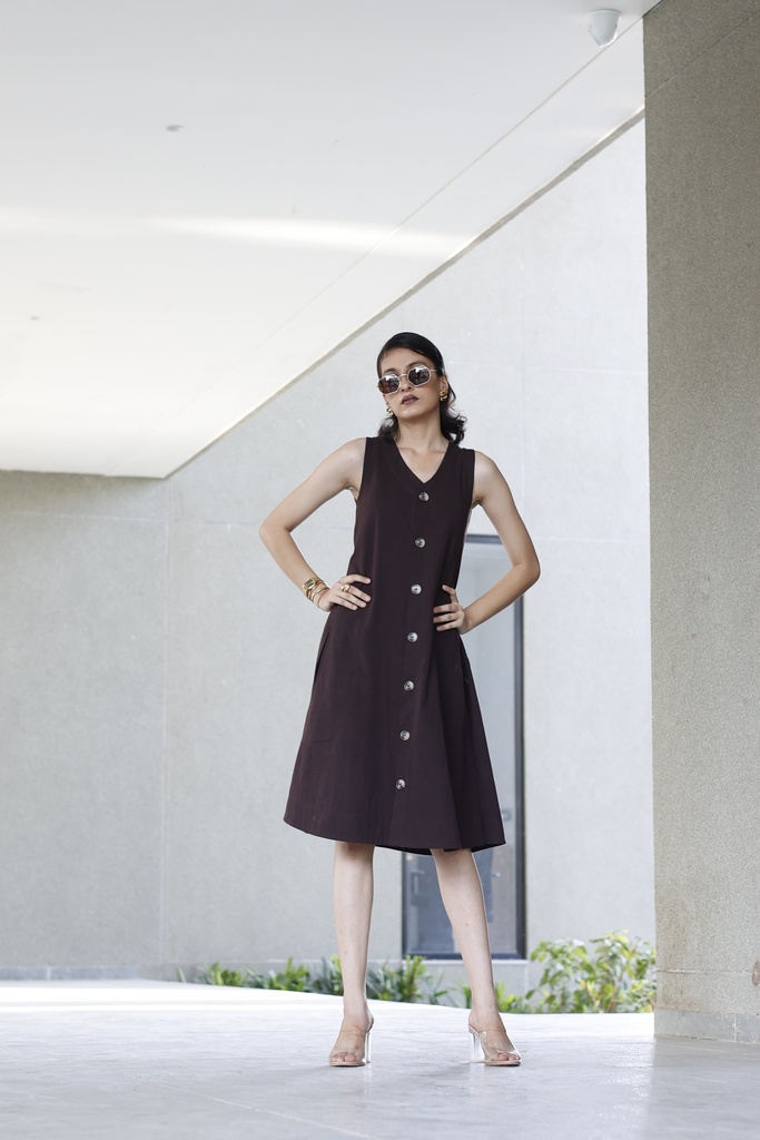 A-LINE ONE PIECE WITH POCKETS (BROWN)