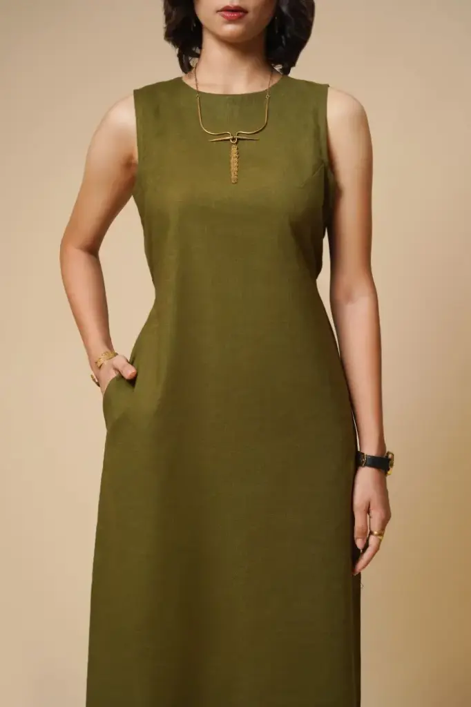 LINEN ONE PIECE(OLIVE)